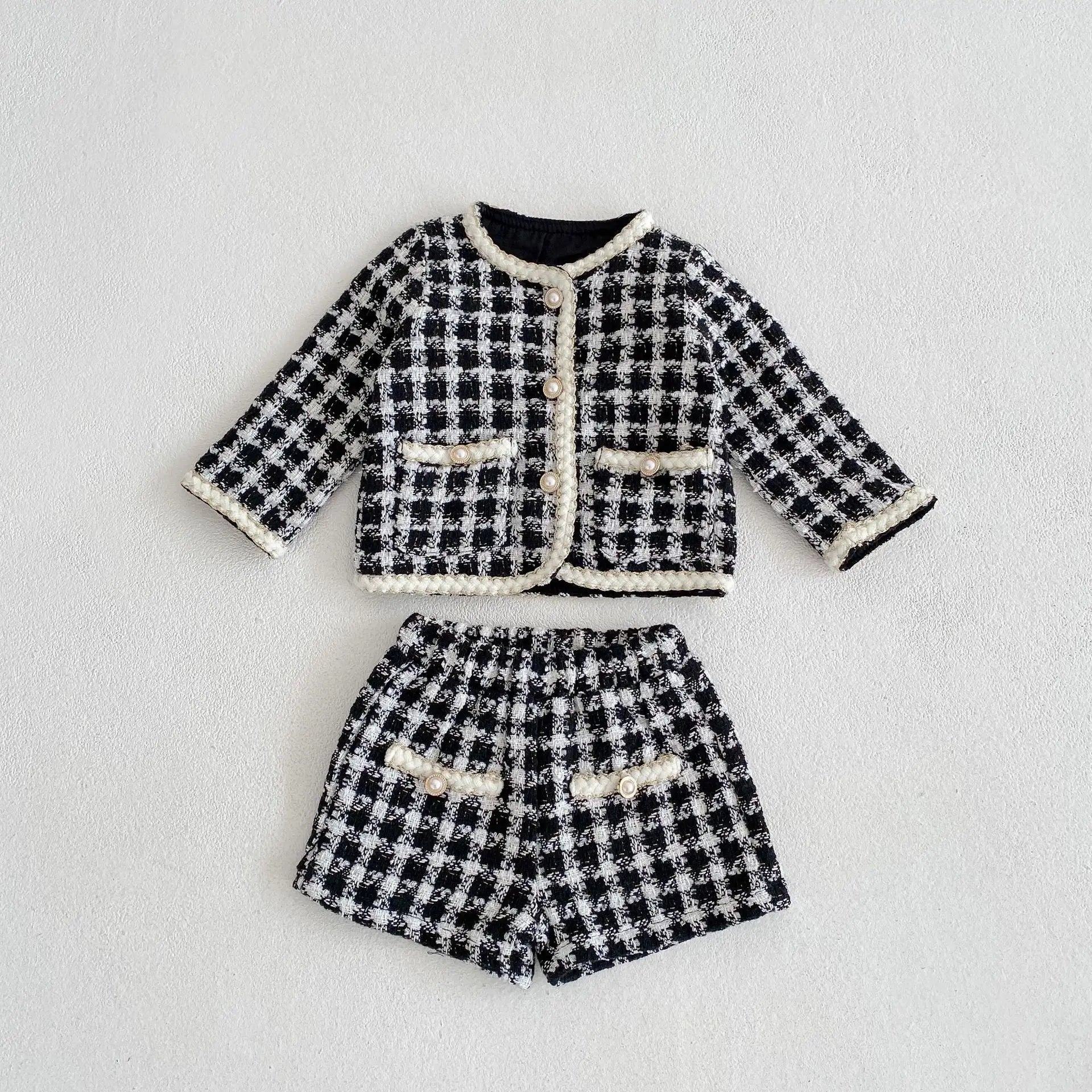 Cute Baby 2-Piece Set, Plaid Shirt & Shorts