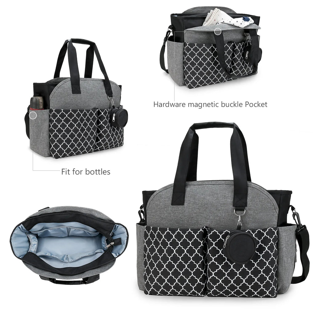 Diaper Bag Tote – Waterproof, Portable Baby Changing Bag with Shoulder Strap for Moms