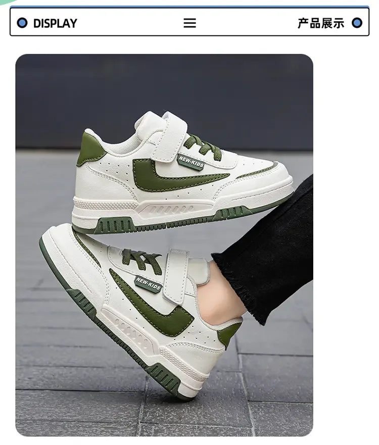 Kids’ Running Sneakers – Leather & Mesh, Non-Slip Shoes