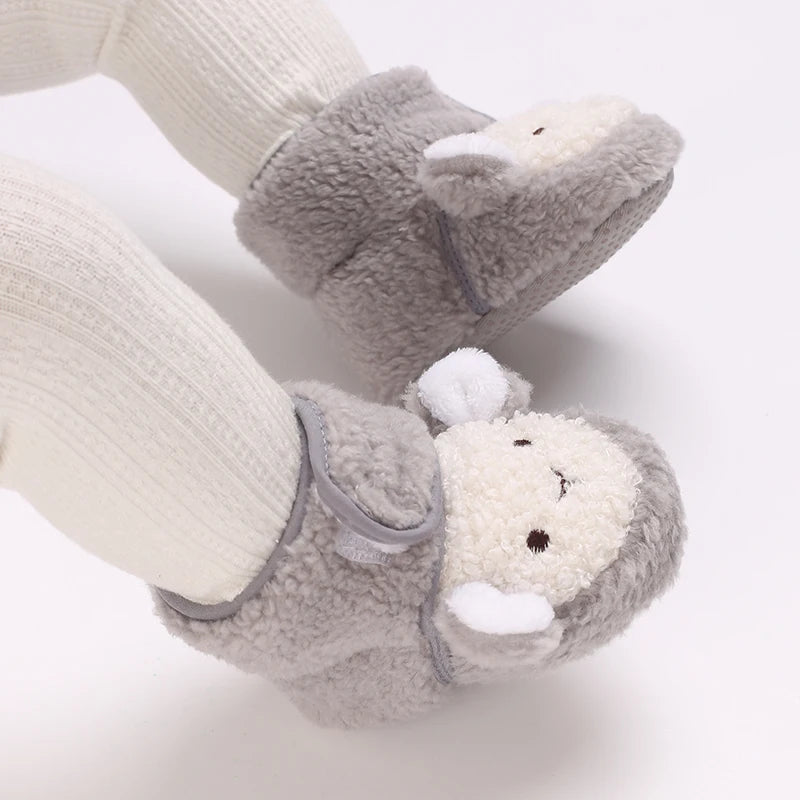 Baby Winter Cotton Shoes (0–1Y) – Thick Warm Teddy Bear Walking Shoes
