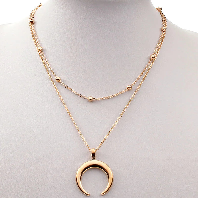Fashion Gold Color Double Layer Moon