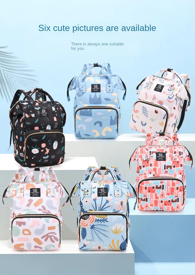 Fashion Print Nappy Backpack – Multi-Functional Large Capacity Mommy Bag for Outdoor Travel & Baby Care