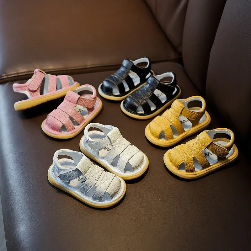 Baby Leather Sandals – Soft Anti-Collision Summer Shoes for Toddlers