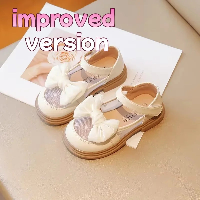Girls’ Flat Shoes – Bow Princess Leather (Sizes 23–35)