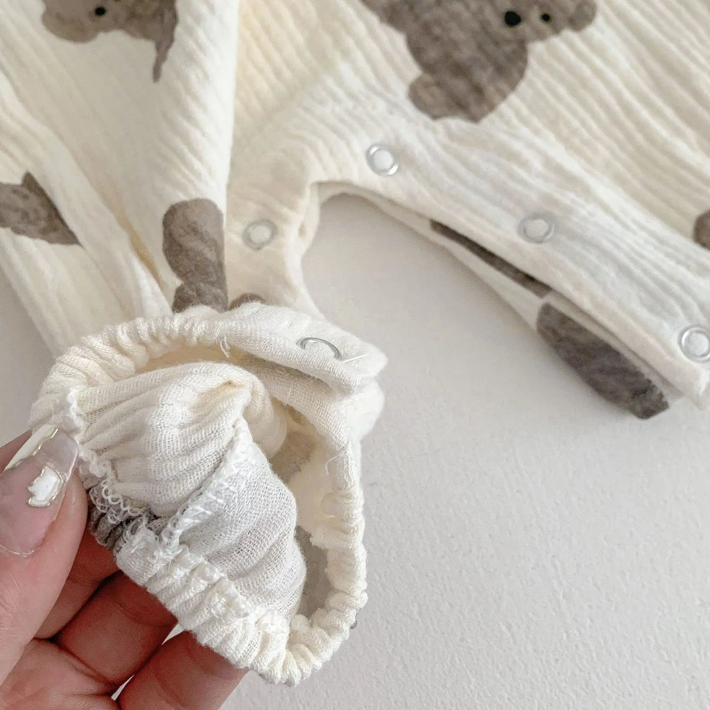 Cute Baby Bear Jumpsuit & Hat – Summer (0–18M)