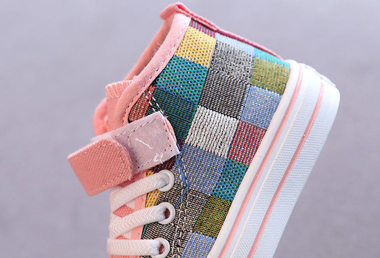 Kids’ Canvas Sneakers – Breathable Checkered Casual Shoes