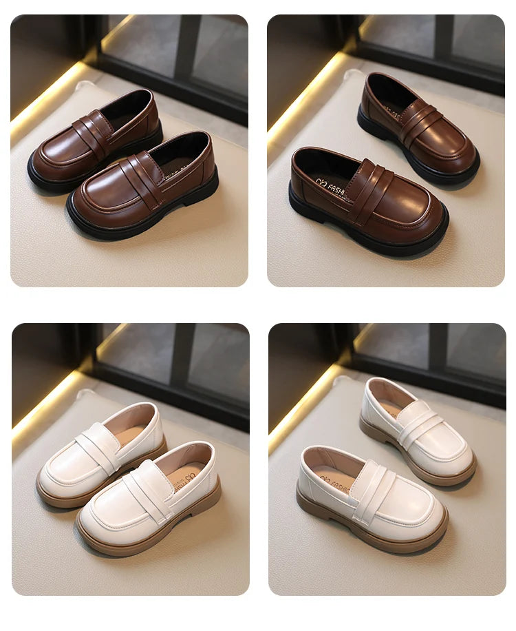 Kids’ Leather Loafers – Soft Princess Party & School Shoes