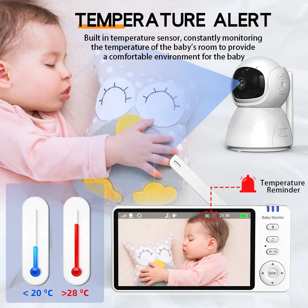 5" 720P HD Baby Monitor – Pan/Tilt, Night Vision & 2-Way Audio