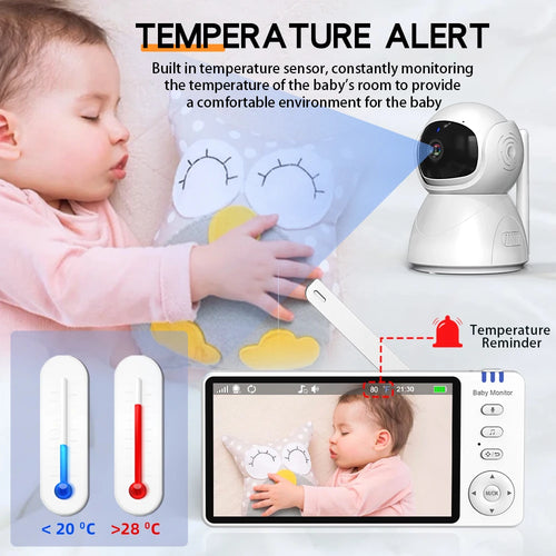 5" 720P HD Baby Monitor – Pan/Tilt, Night Vision & 2-Way Audio