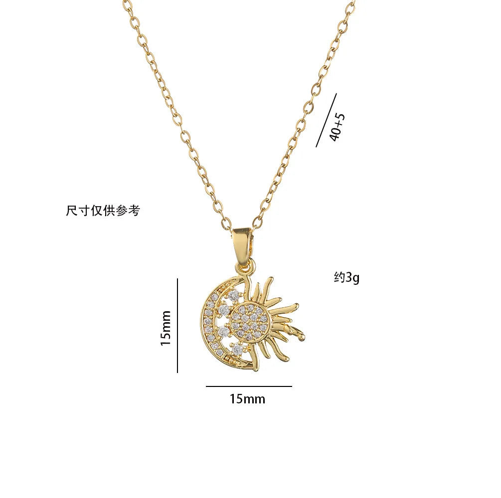 Stainless Steel Sun Moon Necklace