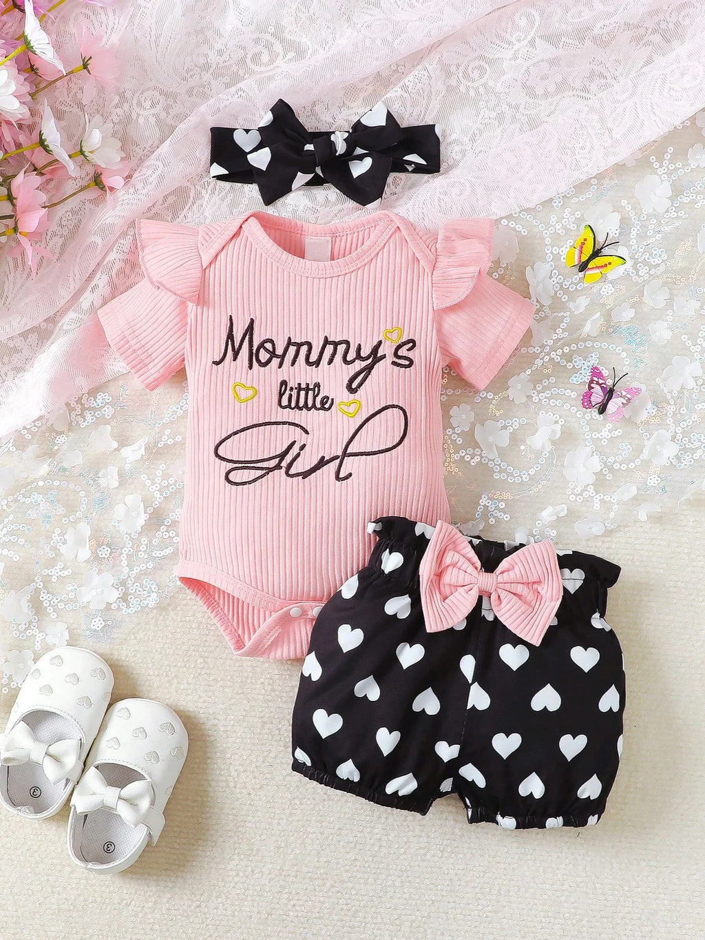 Baby Girl Spring/Autumn Outfit Set with Headband