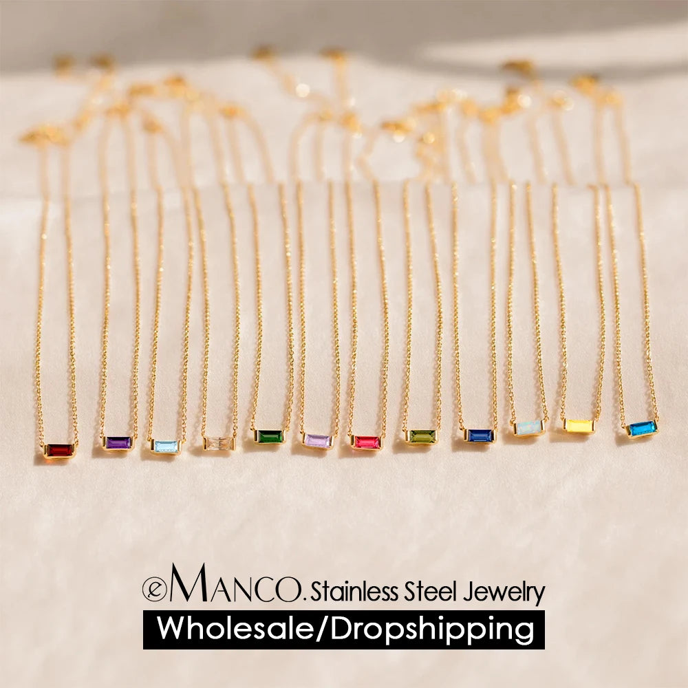 EManco Stainless Steel Colorful Birthstone Pendant