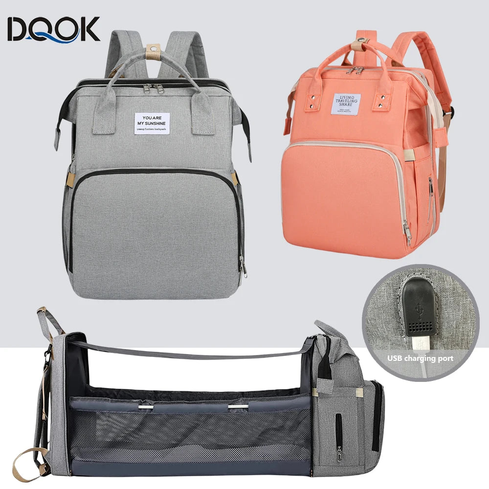 Lightweight Folding Mommy Backpack with Portable Baby Bed
