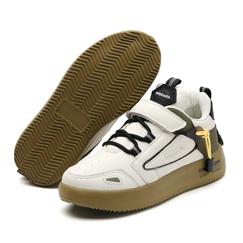 Kids Leather Sneakers – Anti-Slip Casual Sport Shoes for Boys & Girls