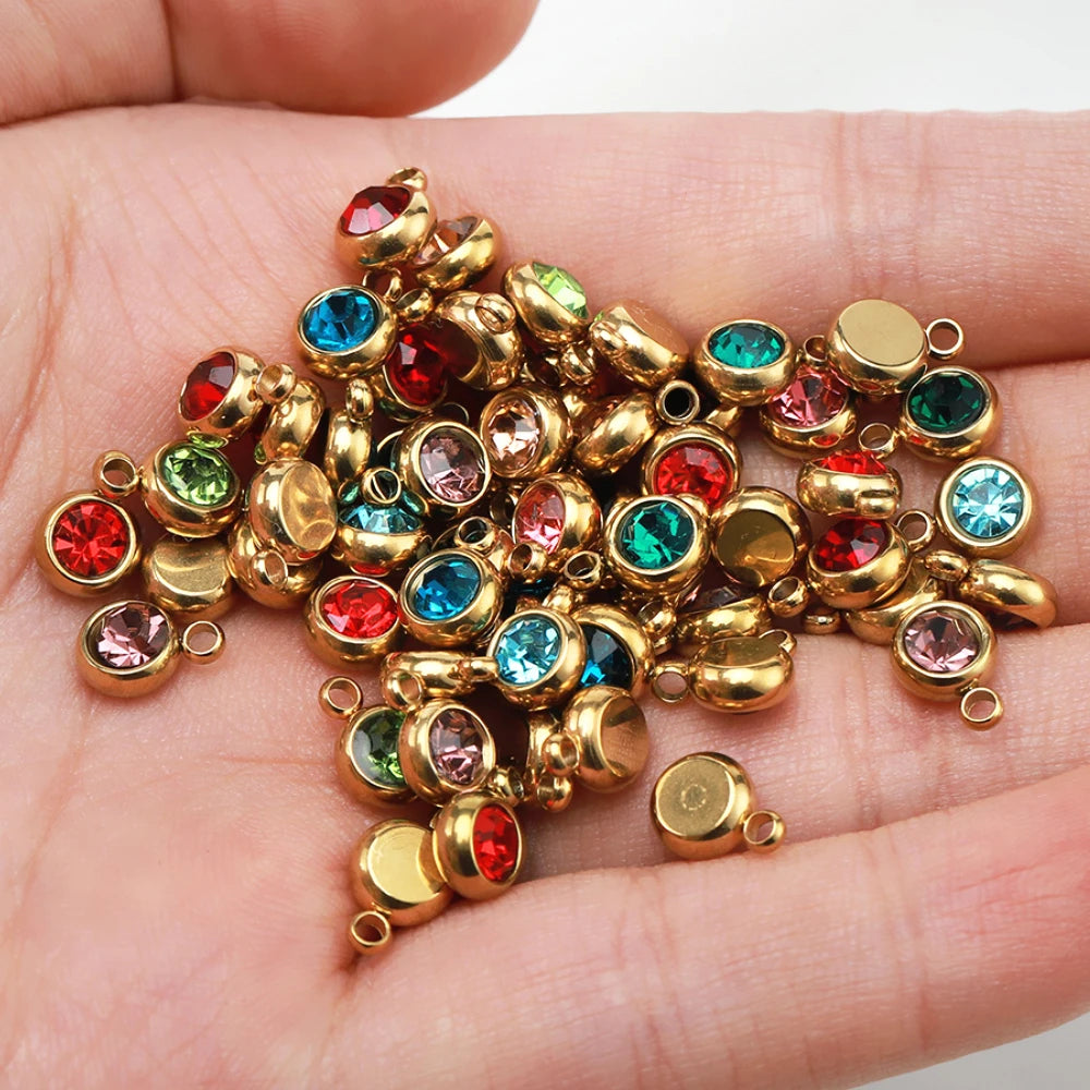 20pcs/lot Stainless Steel Rhinestone Charms