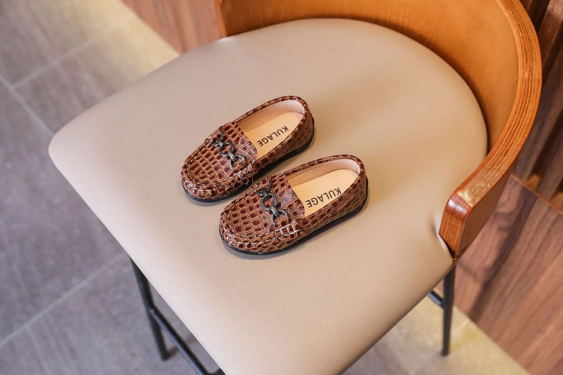 Kids’ Leather Loafers – Casual Slip-On Moccasins (21–30)