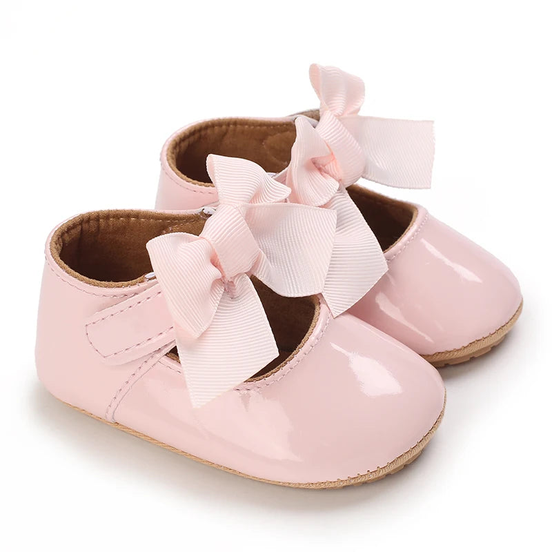 Baby Girl Bow Flats – Soft Sole Non-Slip First-Step Sandals