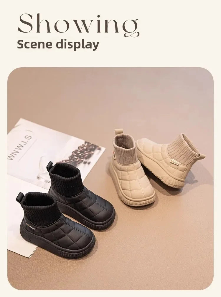 Kids’ Sock-Style Snow Boots – Warm Autumn/Winter Shoes