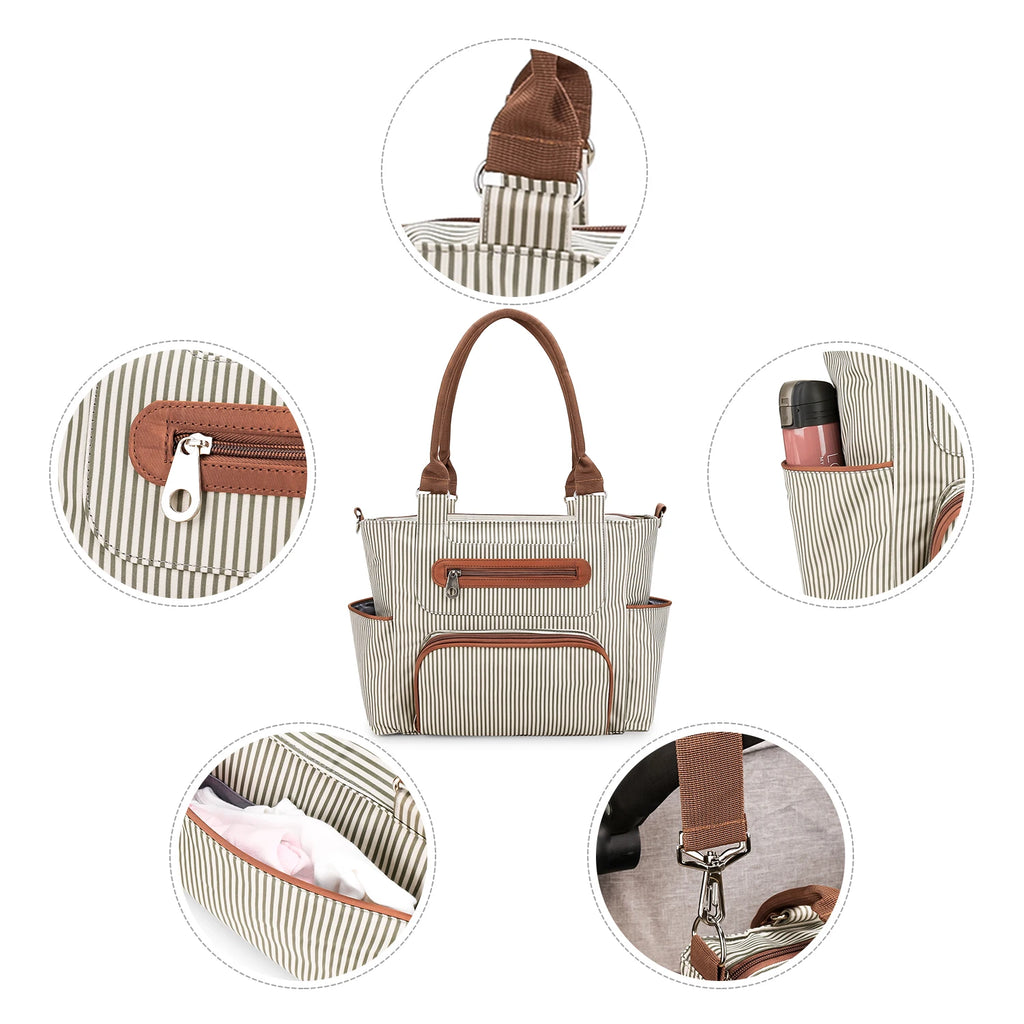 7pcs Nappy Changing Bag Set – Multifunctional Tote, Shoulder & Travel Diaper Bag