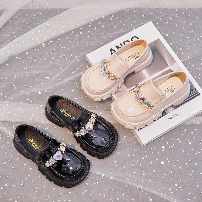 Girls’ Leather Princess Shoes – Low-Heeled Wedding Shoes