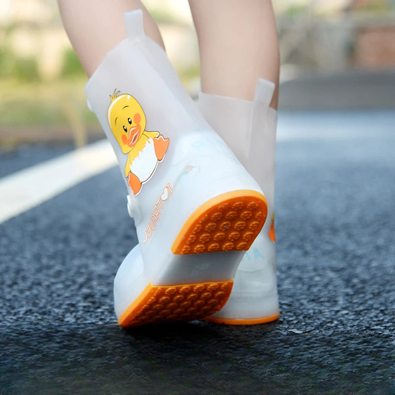 Kids’ Waterproof Rain Boots – Cartoon Animal Flat Shoes