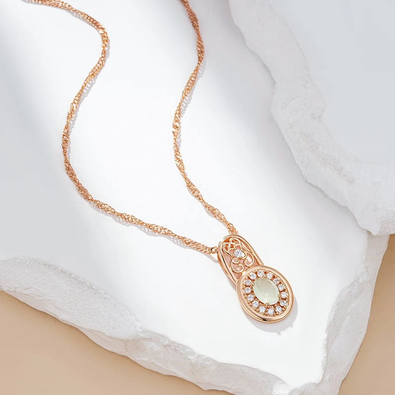 Oval Emerald Natural Zircon Necklace