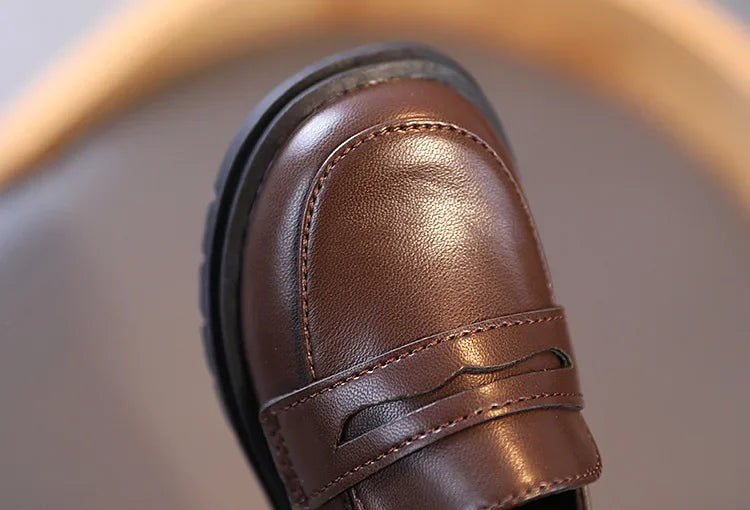 Kids’ Leather Loafers – Slip-On School & Party Shoes (21–36)