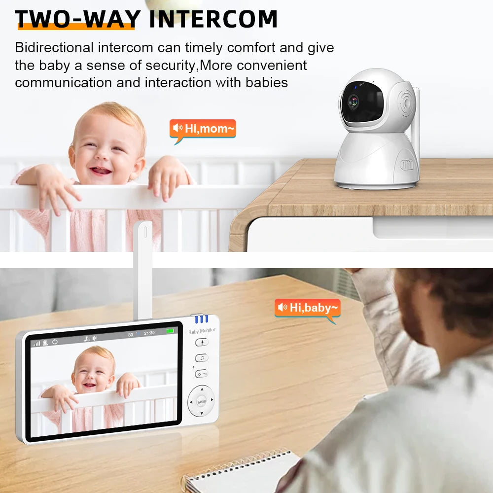5" 720P HD Baby Monitor – Pan/Tilt, Night Vision & 2-Way Audio