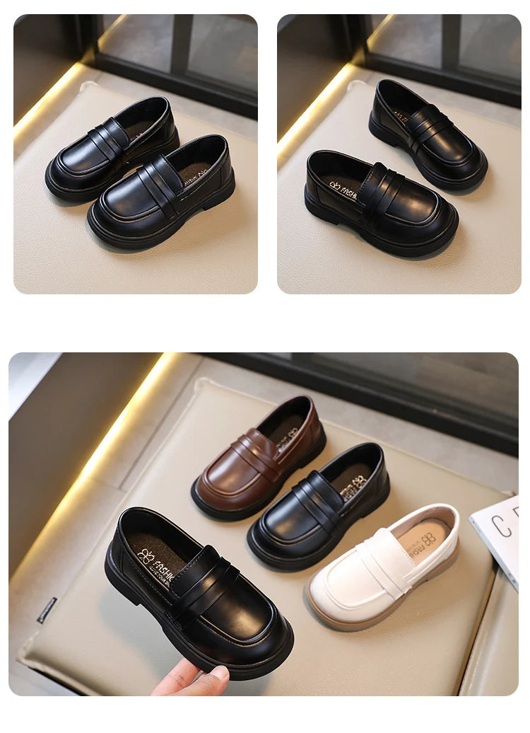 Kids’ Leather Loafers – Soft Princess Party & School Shoes