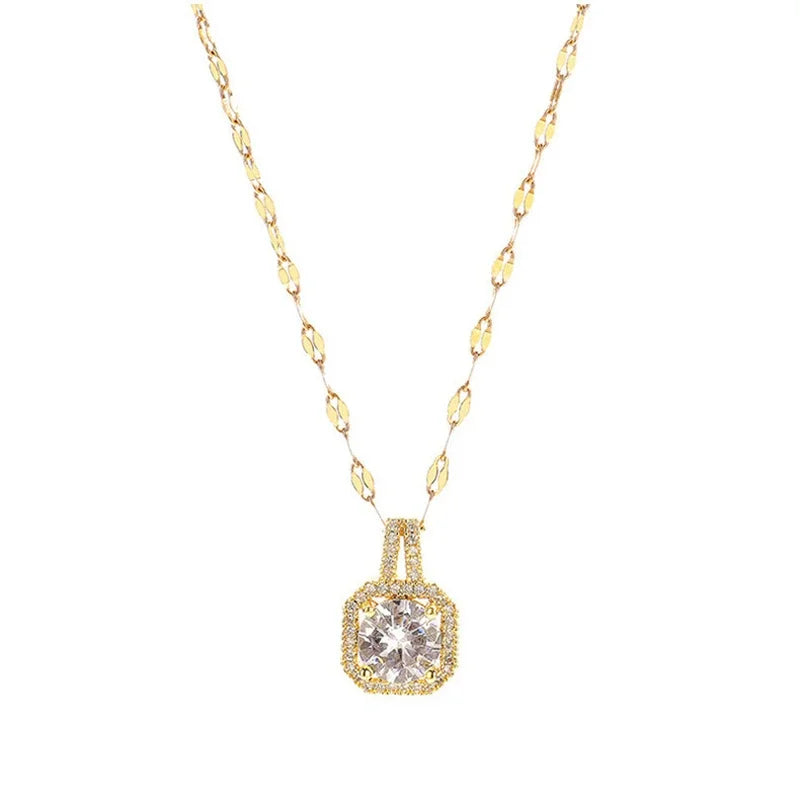 Korean Style Fashion Square Zircon Stainless