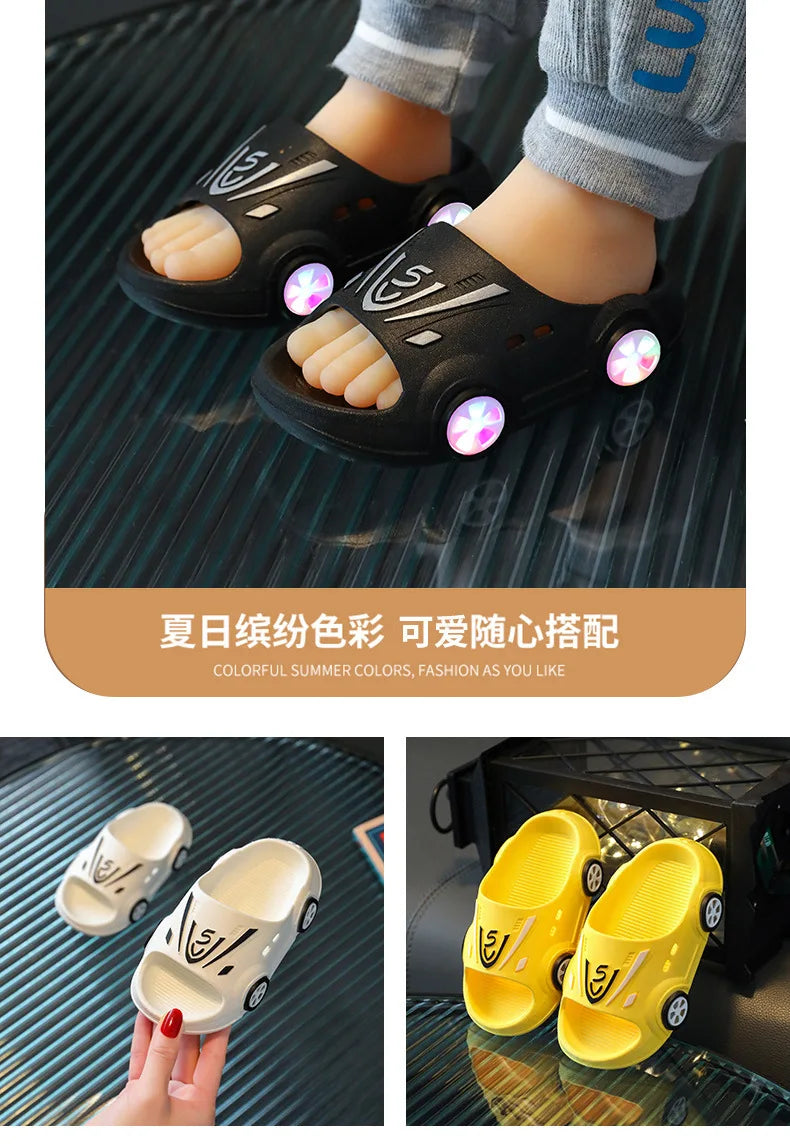 Kids LED Cartoon Slippers – Soft Anti-Slip Summer Shoes