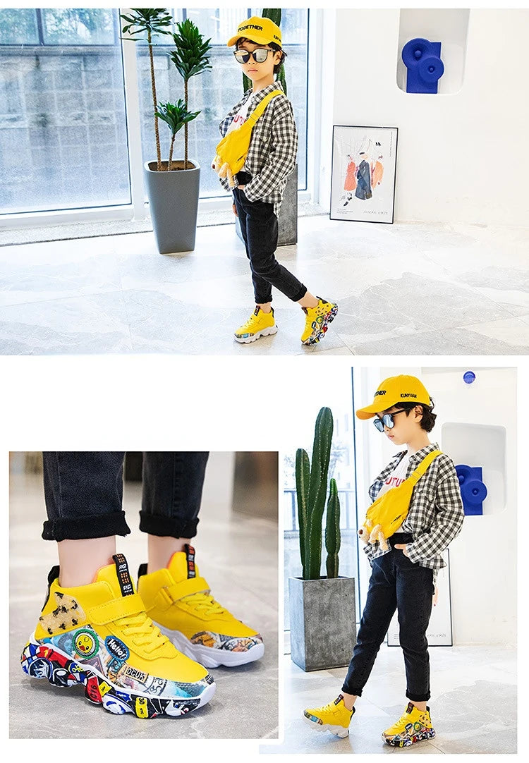 Kids Cartoon Sports Sneakers – Casual Basketball Shoes (26–36)