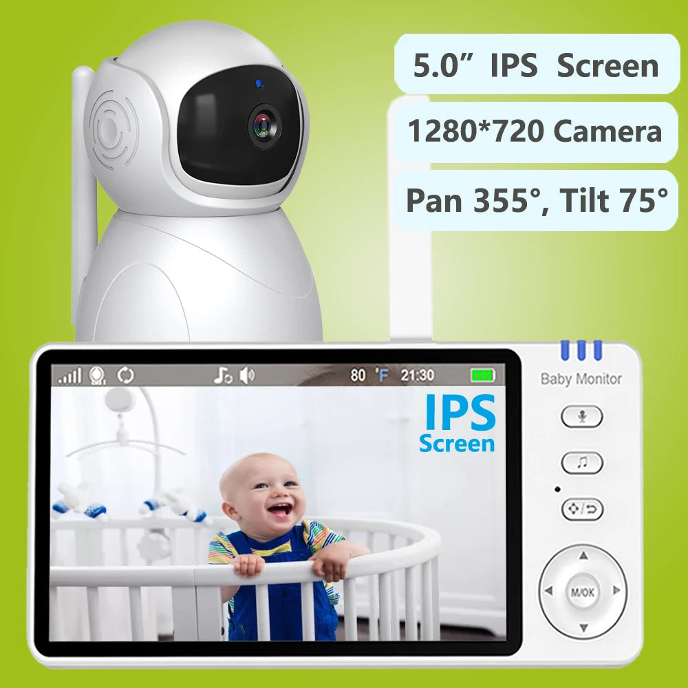 5" 720P HD Baby Monitor – Pan/Tilt, Night Vision & 2-Way Audio