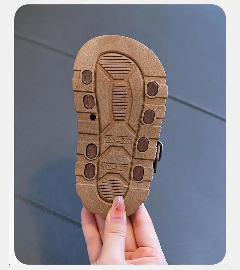 Kids’ Summer Sandals – Soft, Anti-Kick, Solid Color