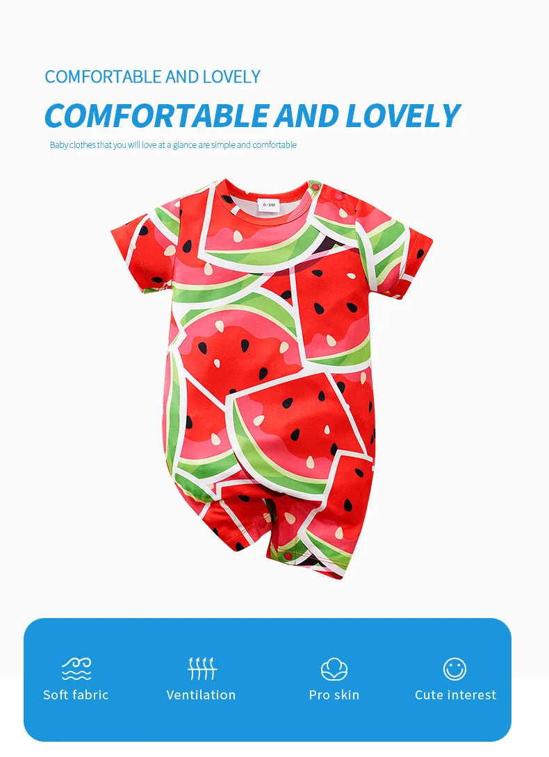 0-18Months Boys and Girls Baby Short-Sleeve Romper
