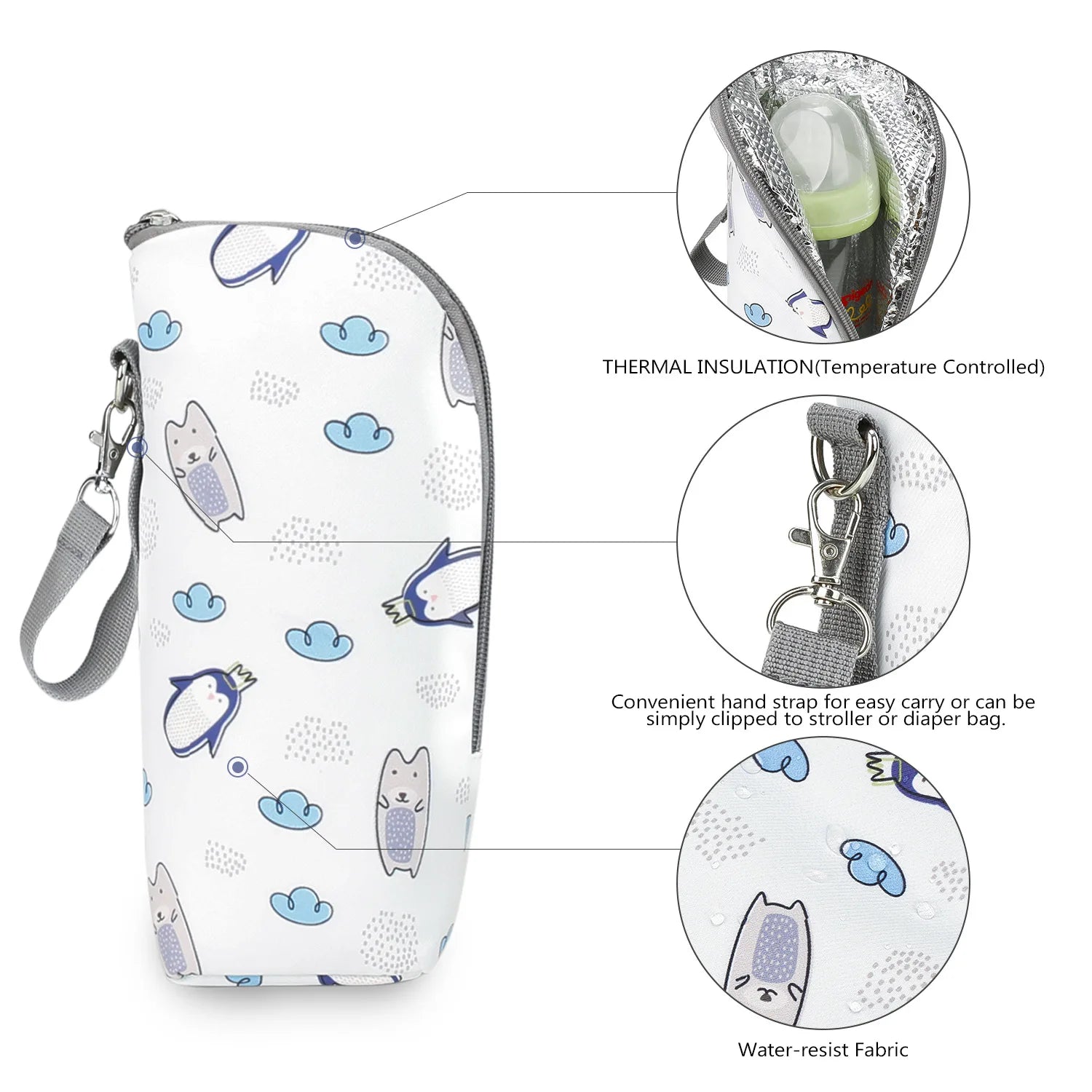 Portable Baby Feeding Bottle Bag – Aluminum Insulation, Stroller Hanging