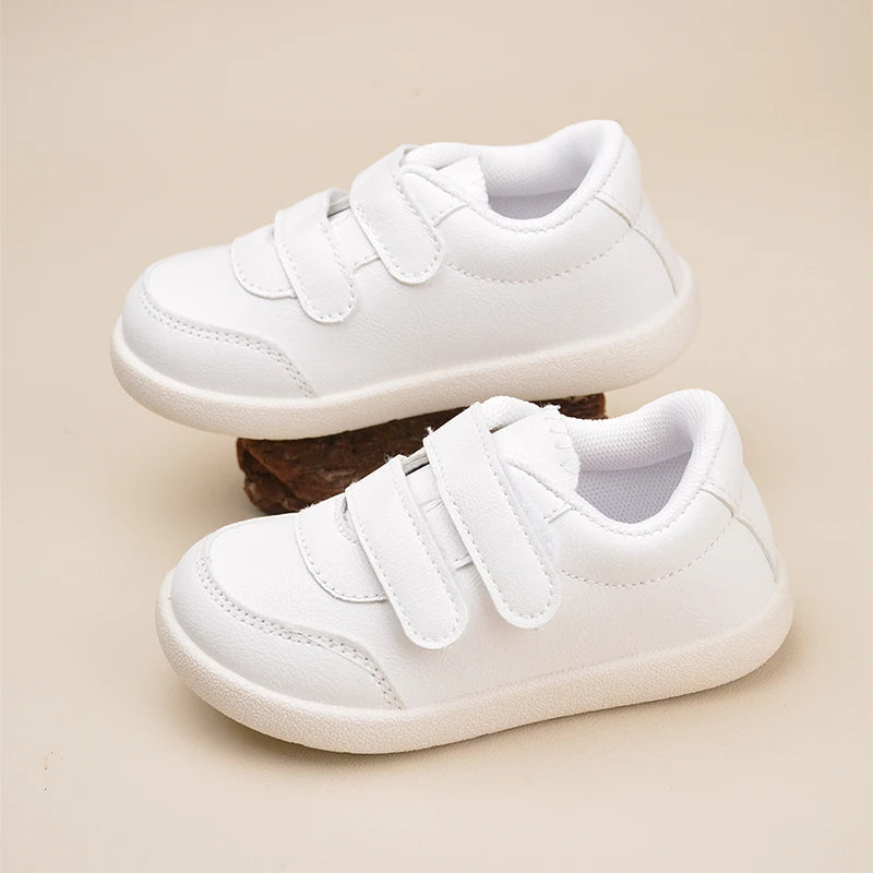 Unisex Toddlers’ White Sneakers – Lightweight Non-Slip First Walking Shoes