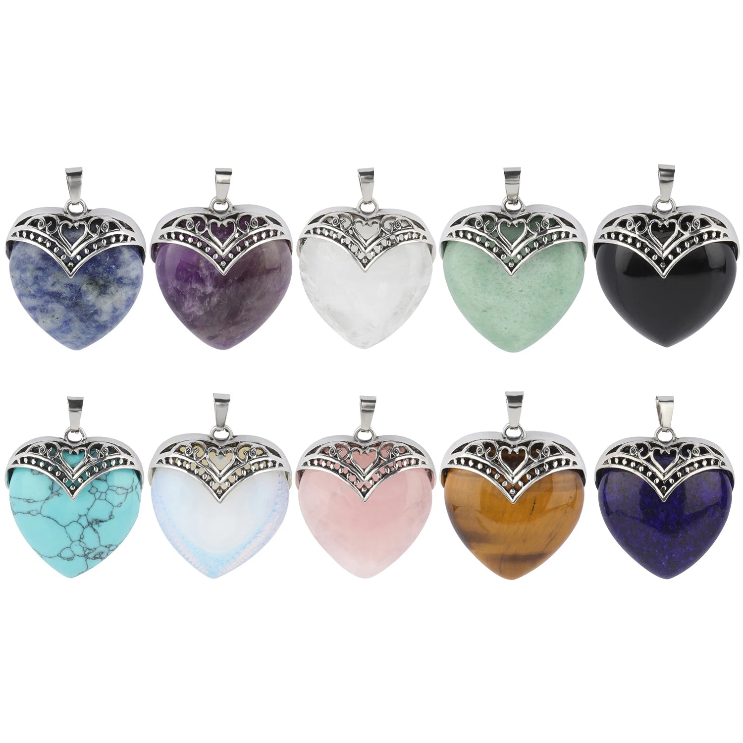1Pcs Love Heart Charms Stone