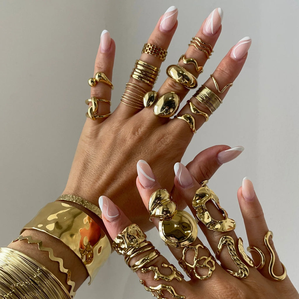 Gold Stainless Steel Hollow Ring