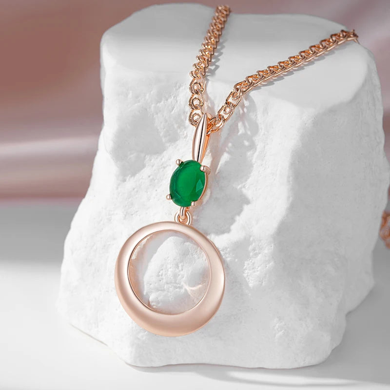 Green Natural Zircon Round Necklace
