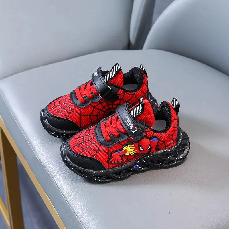Disney Spiderman LED Sneakers – Boys’ Light-Up Mesh Shoes (Size 21–30)