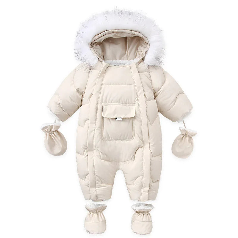 Baby Winter One-Piece, Thick Hooded Down Romper