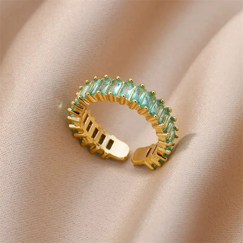 Eilieck Stainless Steel Zirconia Ring