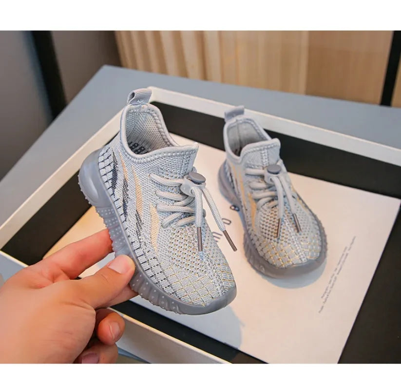 Kids Lightweight Woven Sneakers – Non-Slip Outdoor Mesh Shoes