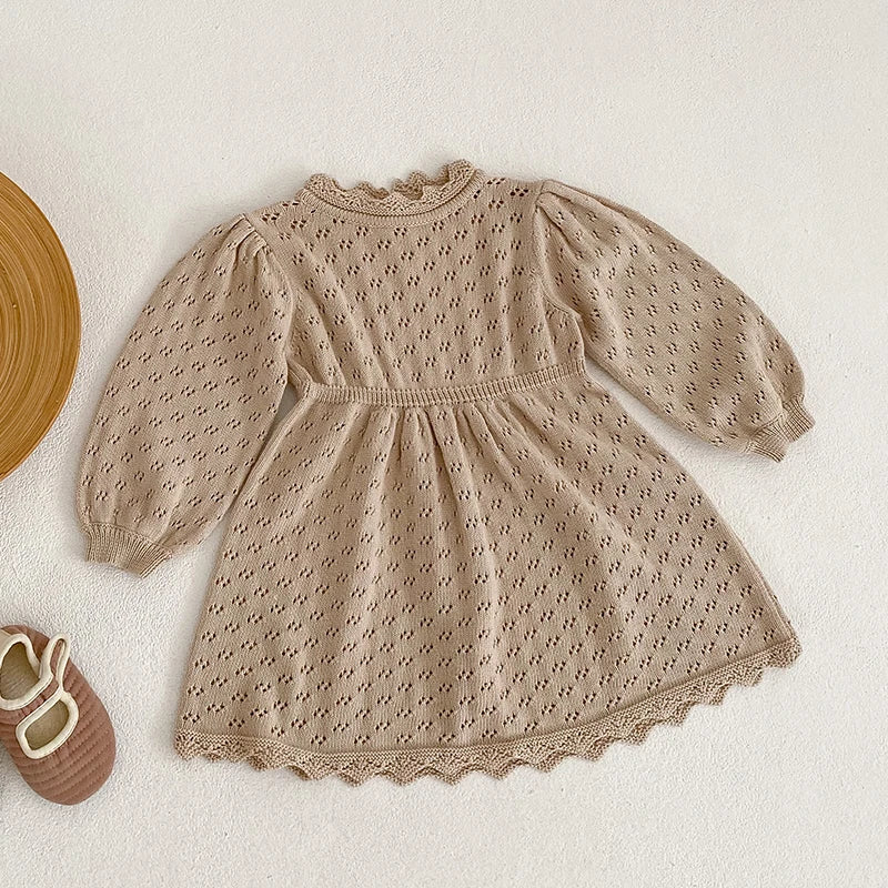 Baby Girl Knit Romper & Dress Top (0–12M)