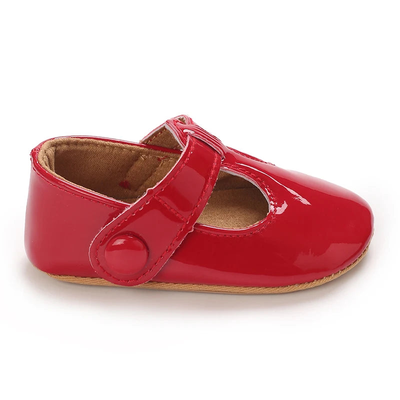 Baby Mary Jane Shoes (0–18M) – PU First Walkers with Bowknot