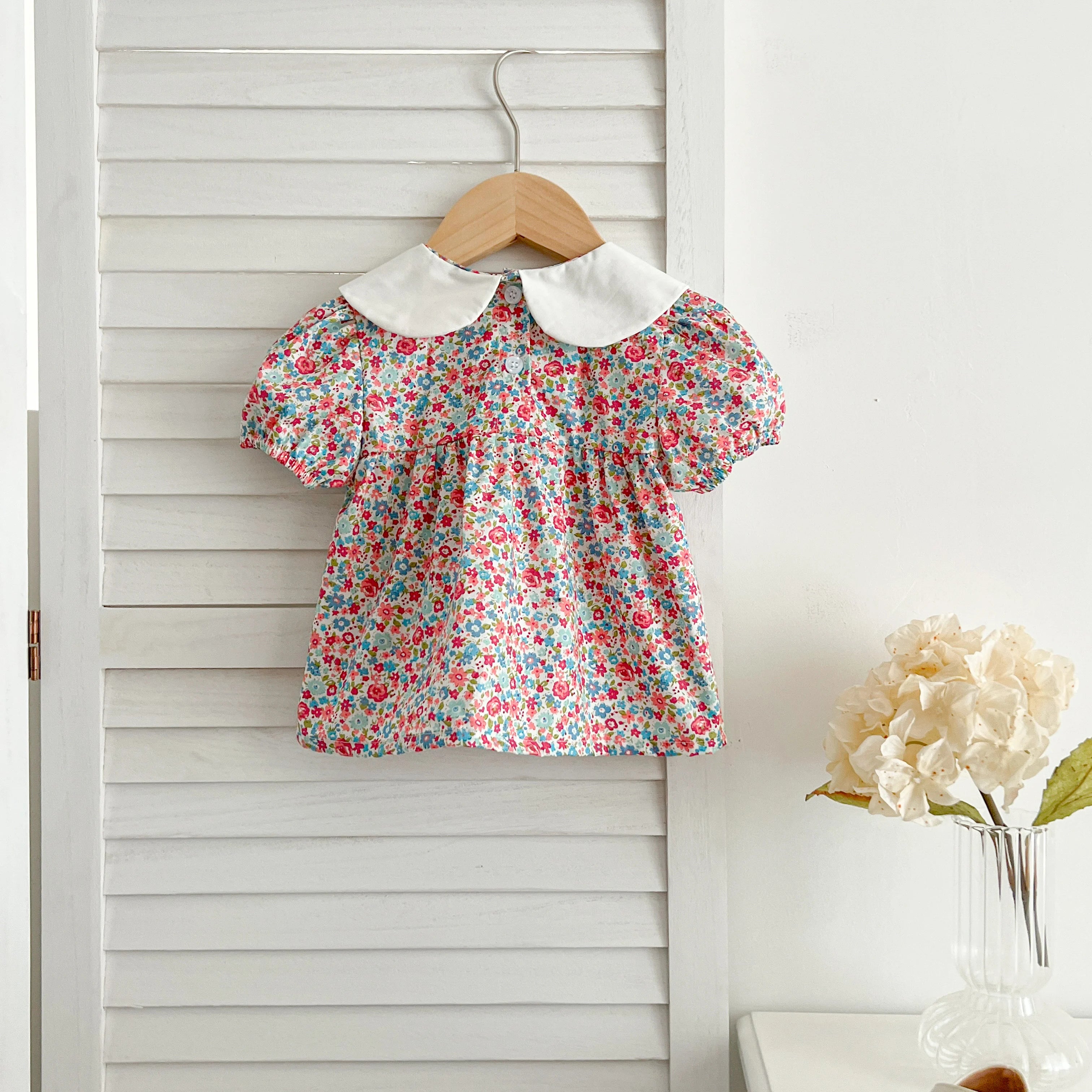 Baby Girl Cherry Floral Outfit – Summer (0–12M)