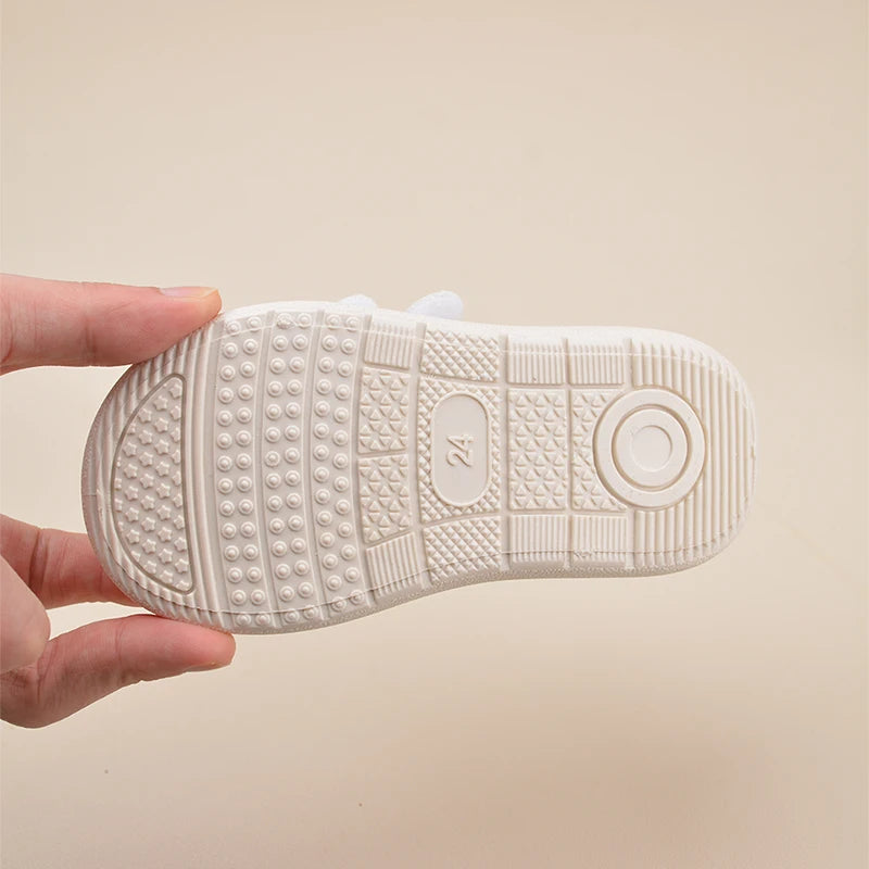 Unisex Toddlers’ White Sneakers – Lightweight Non-Slip First Walking Shoes