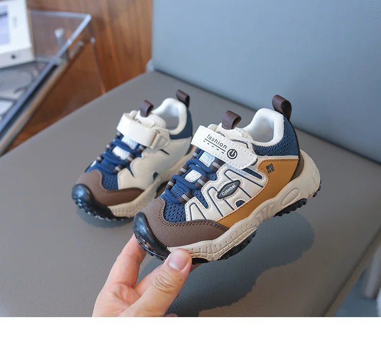 Boys’ Patchwork Sneakers – Casual Outdoor Sports Shoes