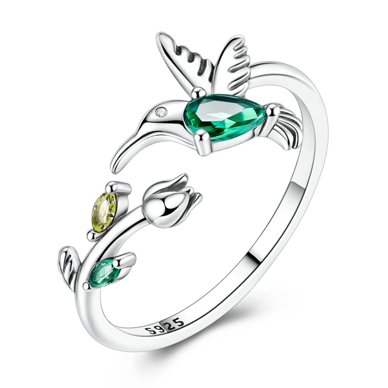 Clover Adjustable Ring 925 Sterling Silver Original Hummingbird Glow Firefly Free Size Open Rings For Women Wedding Jewelry Gift